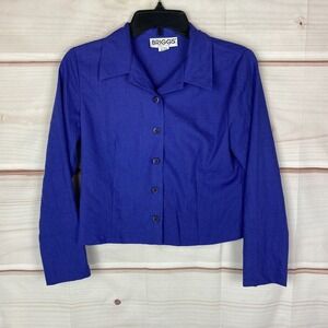 Briggs Blazer Womens 2P Purple Collared‎ Long Sleeve Crop Jacket Button Up Solid